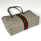 Gucci Ophidia GG Tote Bag Sherry Line Web Supreme Brown