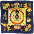 Hermes Carre 90 Brazil Detail Scarf Silk Navy Black Multicolor