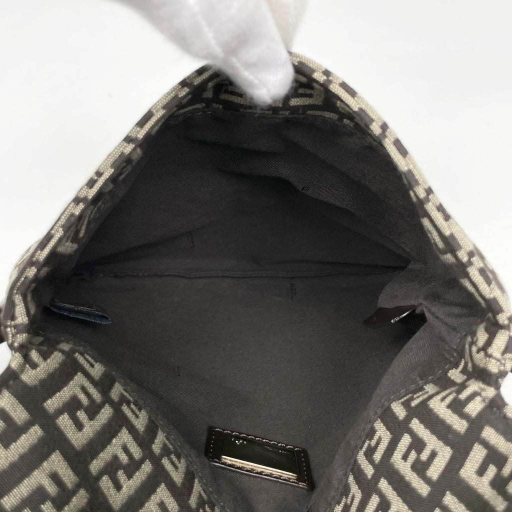 Fendi Shoulder Bag Zucchino Pattern Canvas Brown