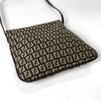 Fendi Shoulder Bag Zucchino Pattern Canvas Brown