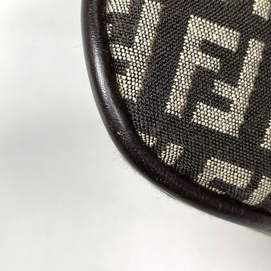Fendi Shoulder Bag Zucchino Pattern Canvas Brown