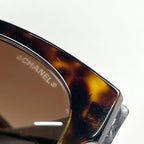 Chanel Sunglasses CC Logo Eyewear Demi Pattern Acetate Brown