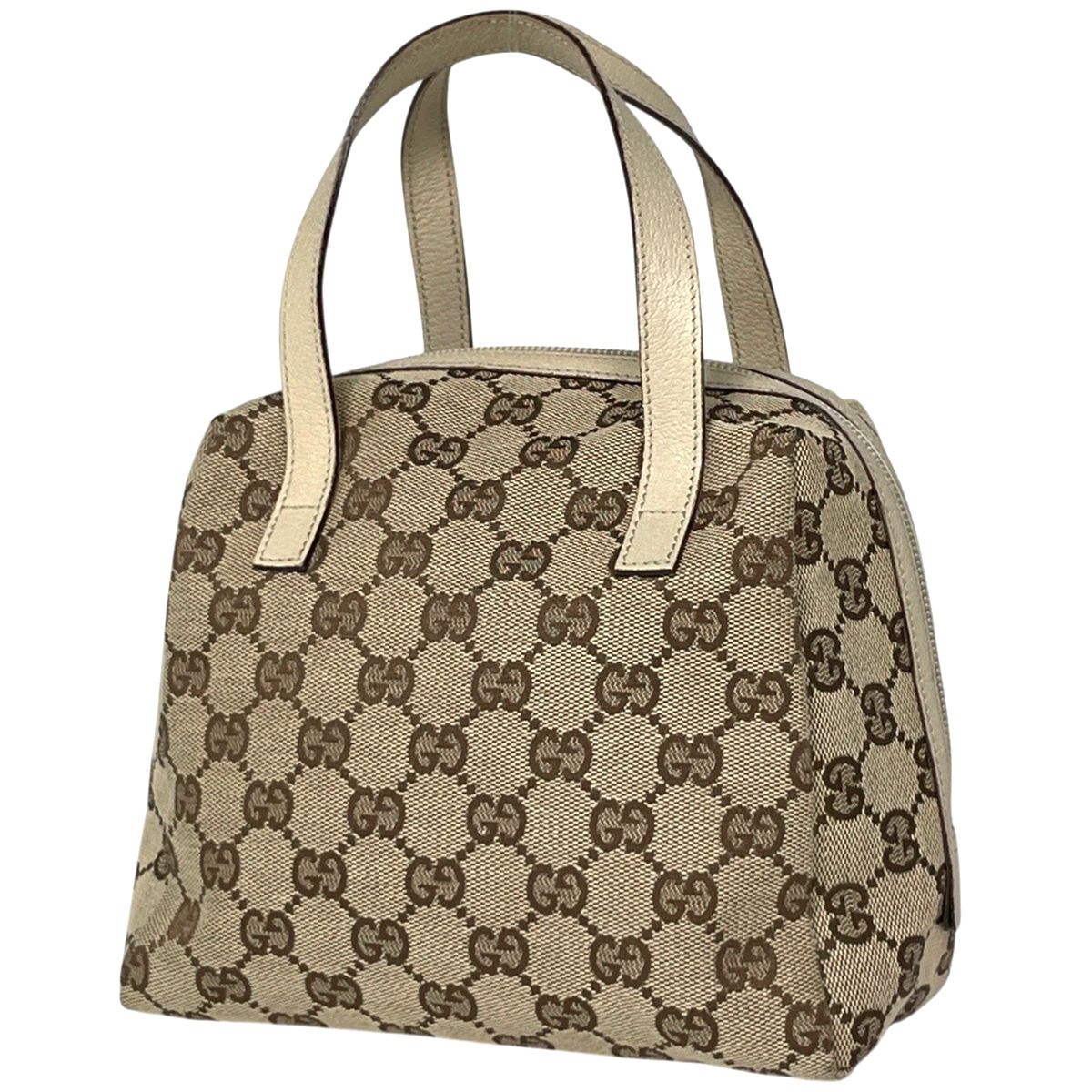 Gucci Handbag GG Pattern Canvas Beige White