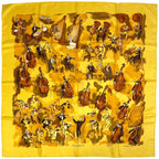 Hermes Carre 90 Concerto Scarf Silk Yellow Multicolor