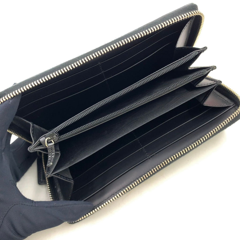 Gucci Guccissima Sherry Line Zip Around Leather Black Multicolor Wallet Silver