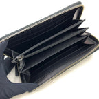Gucci Guccissima Sherry Line Zip Around Leather Black Multicolor Wallet Silver