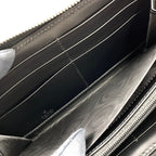 Gucci Guccissima Sherry Line Zip Around Leather Black Multicolor Wallet Silver