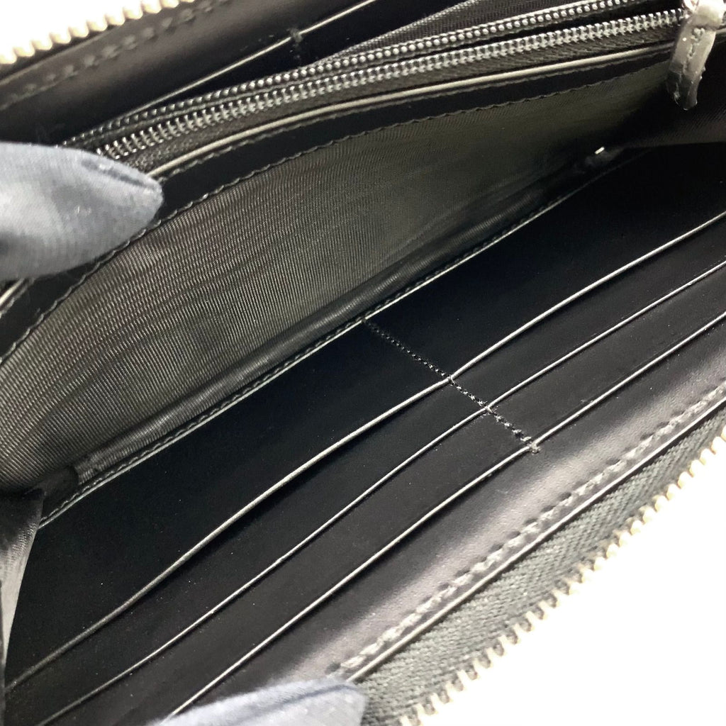 Gucci Guccissima Sherry Line Zip Around Leather Black Multicolor Wallet Silver