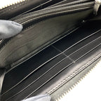 Gucci Guccissima Sherry Line Zip Around Leather Black Multicolor Wallet Silver