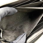Gucci Guccissima Sherry Line Zip Around Leather Black Multicolor Wallet Silver