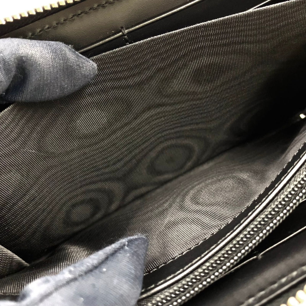 Gucci Guccissima Sherry Line Zip Around Leather Black Multicolor Wallet Silver