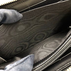 Gucci Guccissima Sherry Line Zip Around Leather Black Multicolor Wallet Silver