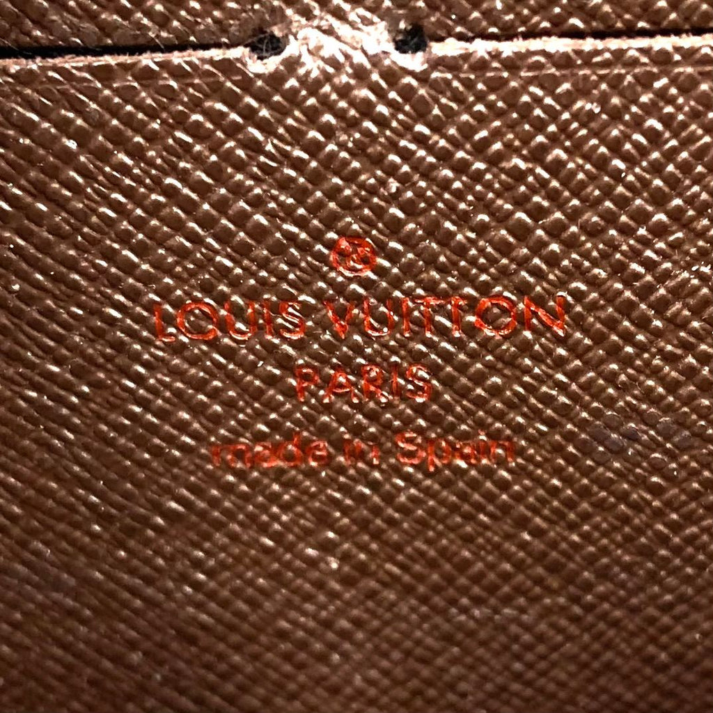 Louis Vuitton Zippy Wallet Damier Ebene Leather Brown Round Gold