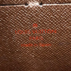 Louis Vuitton Zippy Wallet Damier Ebene Leather Brown Round Gold