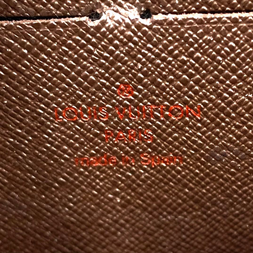 Louis Vuitton Zippy Wallet Damier Ebene Leather Brown Round Gold