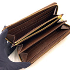 Louis Vuitton Zippy Wallet Damier Ebene Leather Brown Round Gold