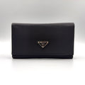 Prada Tessuto Nylon Black Wallet Silver