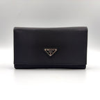Prada Tessuto Nylon Black Wallet Silver