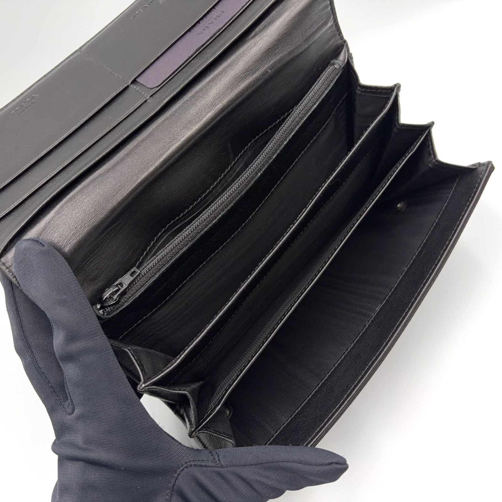Prada Tessuto Nylon Black Wallet Silver