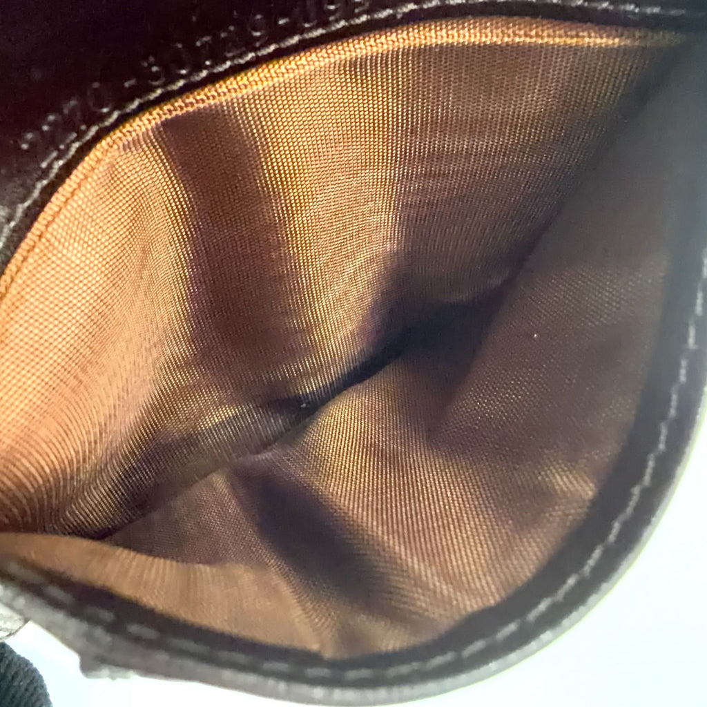 Fendi Zucca Pattern Leather Canvas Khaki Brown Dark Trifold Wallet Silver