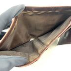 Fendi Zucca Pattern Leather Canvas Khaki Brown Dark Trifold Wallet Silver