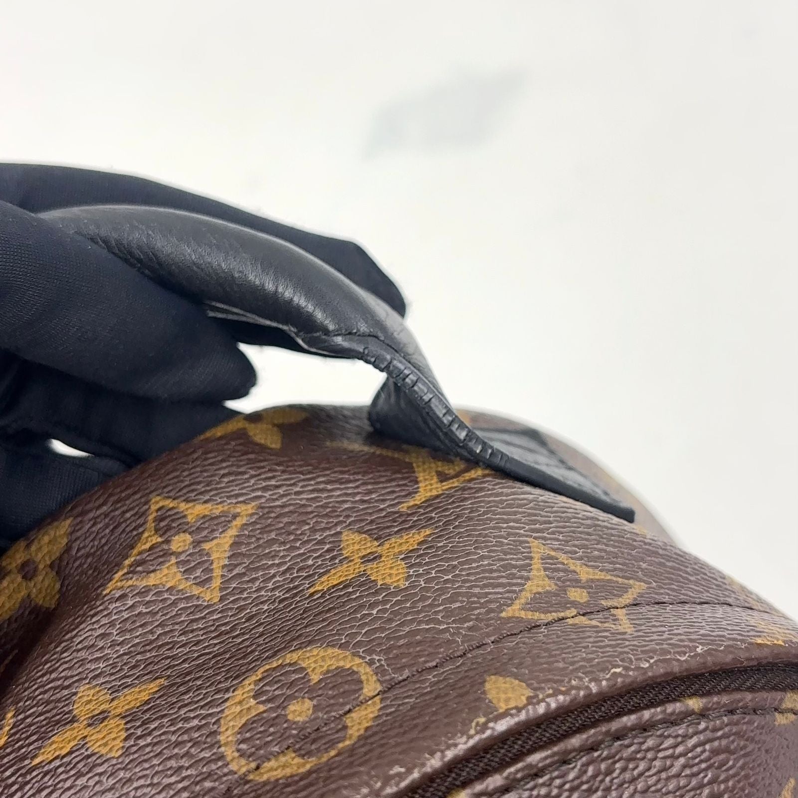 Louis Vuitton Palm Springs PM Monogram Leather Brown Black Backpack Gold
