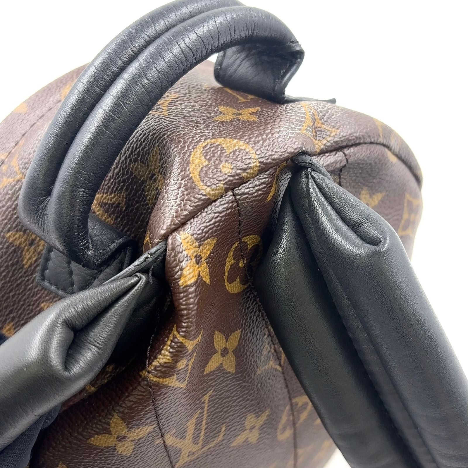 Louis Vuitton Palm Springs PM Monogram Leather Brown Black Backpack Gold