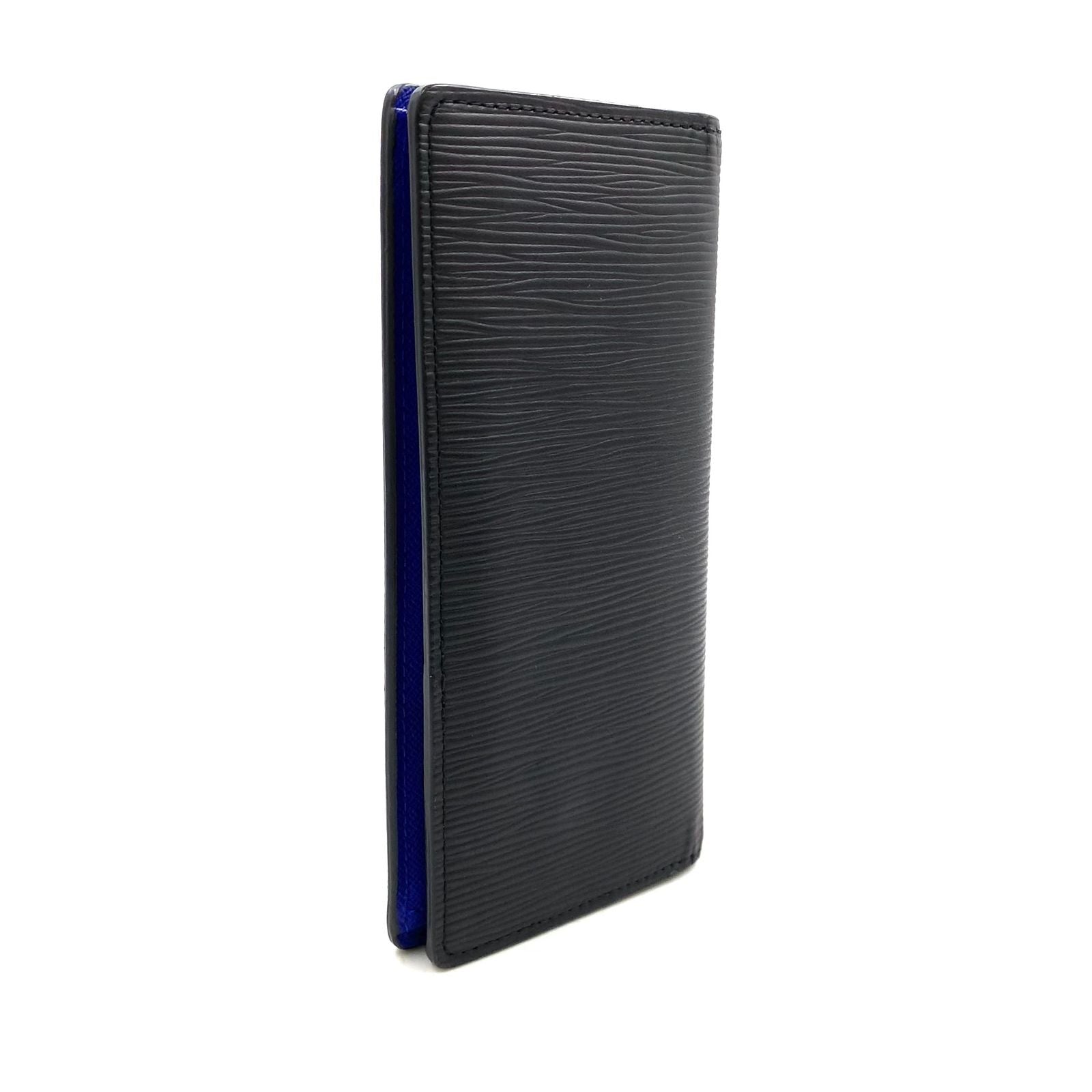 Louis Vuitton Portefeuille Brazza Epi Leather Black Blue Bifold Wallet
