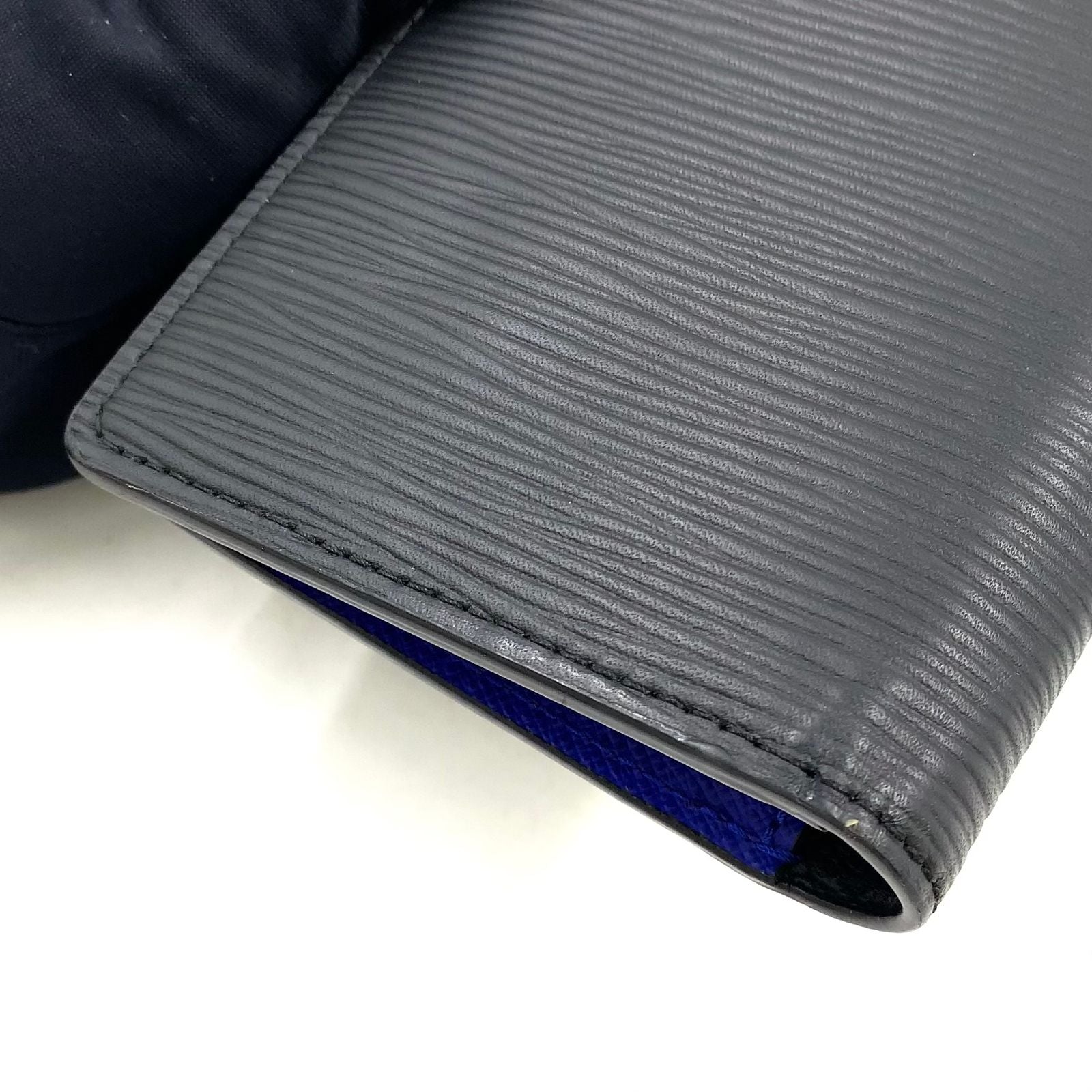 Louis Vuitton Portefeuille Brazza Epi Leather Black Blue Bifold Wallet
