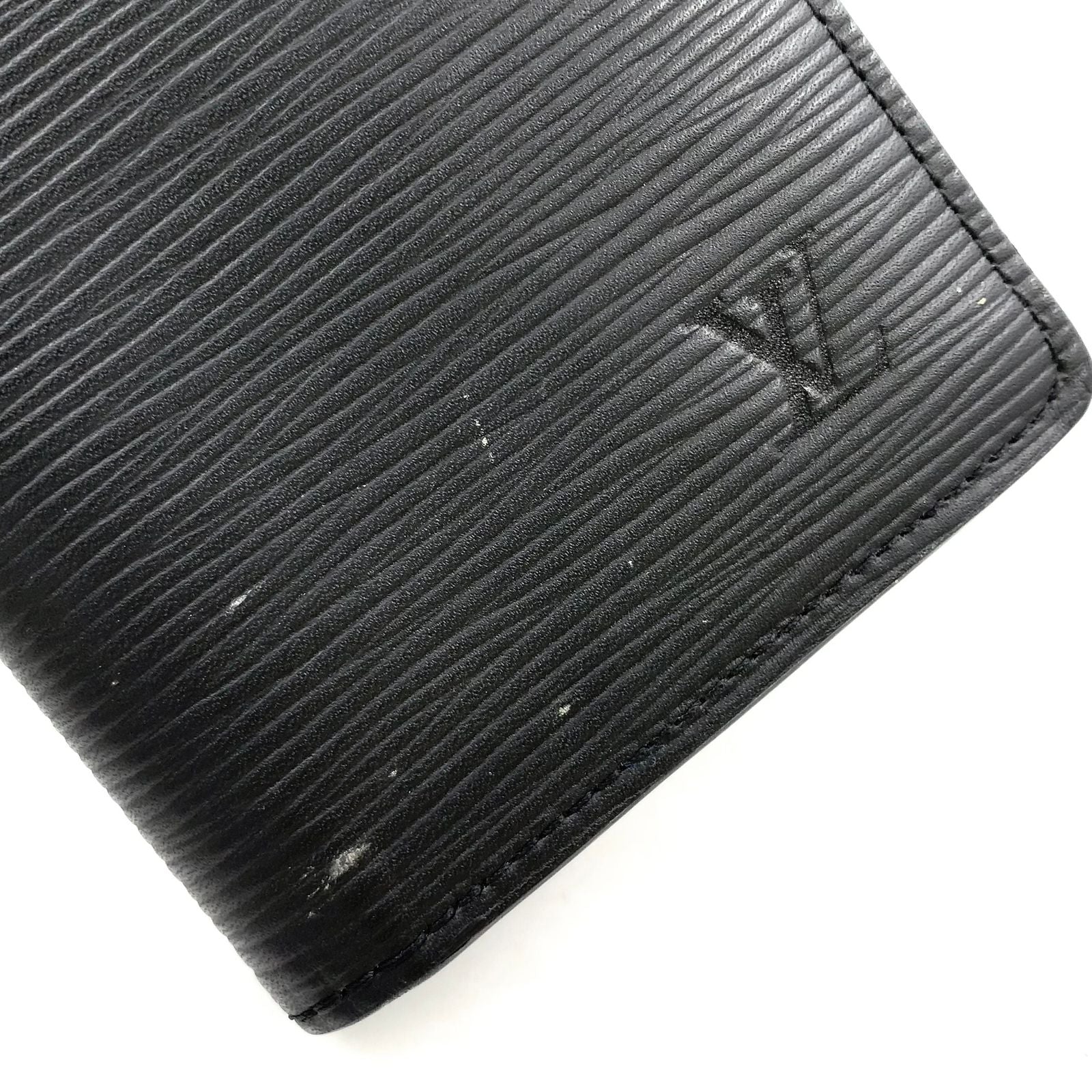 Louis Vuitton Portefeuille Brazza Epi Leather Black Blue Bifold Wallet