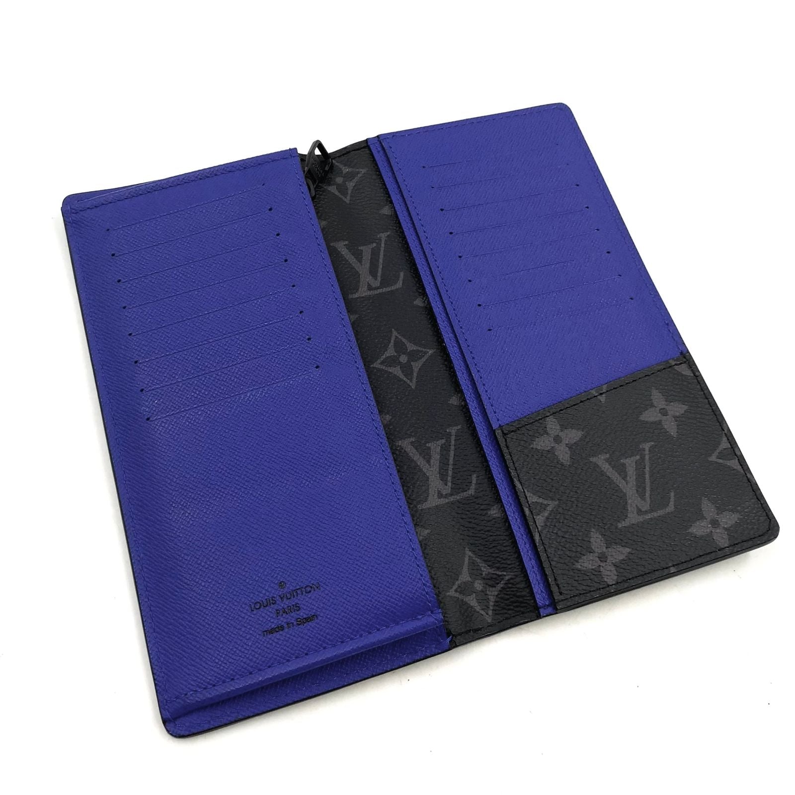 Louis Vuitton Portefeuille Brazza Epi Leather Black Blue Bifold Wallet
