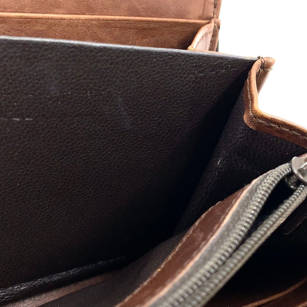 Gucci Woven Web Zip Around Leather Brown Wallet Gold