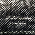 Prada Saffiano Zip Around Leather Black Wallet Gold