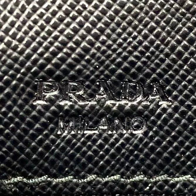 Prada Saffiano Zip Around Leather Black Wallet Gold
