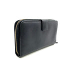 Prada Saffiano Zip Around Leather Black Wallet Gold
