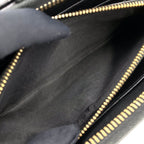 Prada Saffiano Zip Around Leather Black Wallet Gold