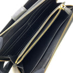 Prada Saffiano Zip Around Leather Black Wallet Gold