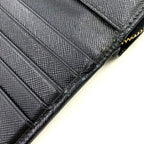 Prada Saffiano Zip Around Leather Black Wallet Gold