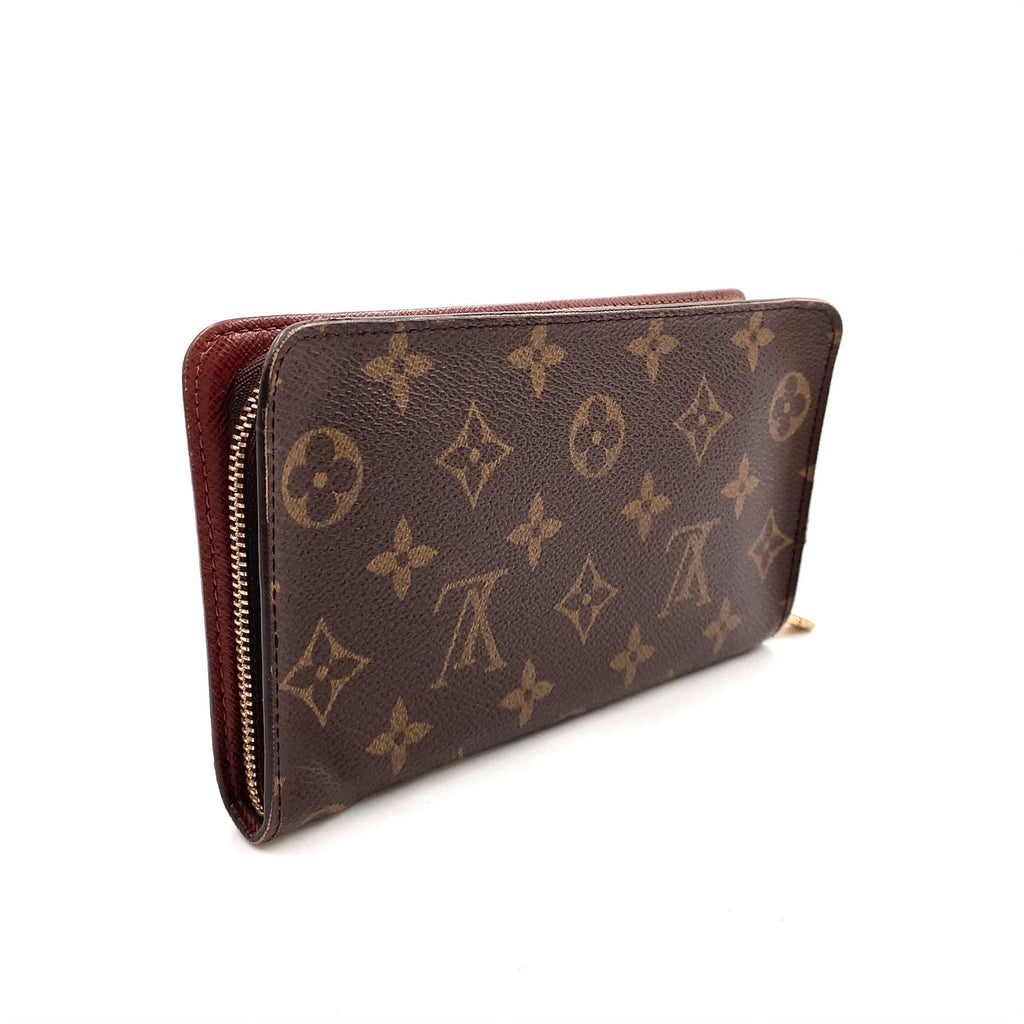 Louis Vuitton Porte-Monnaie Monogram Leather Brown Round Zippy Wallet Gold
