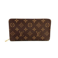 Louis Vuitton Porte-Monnaie Monogram Leather Brown Round Zippy Wallet Gold