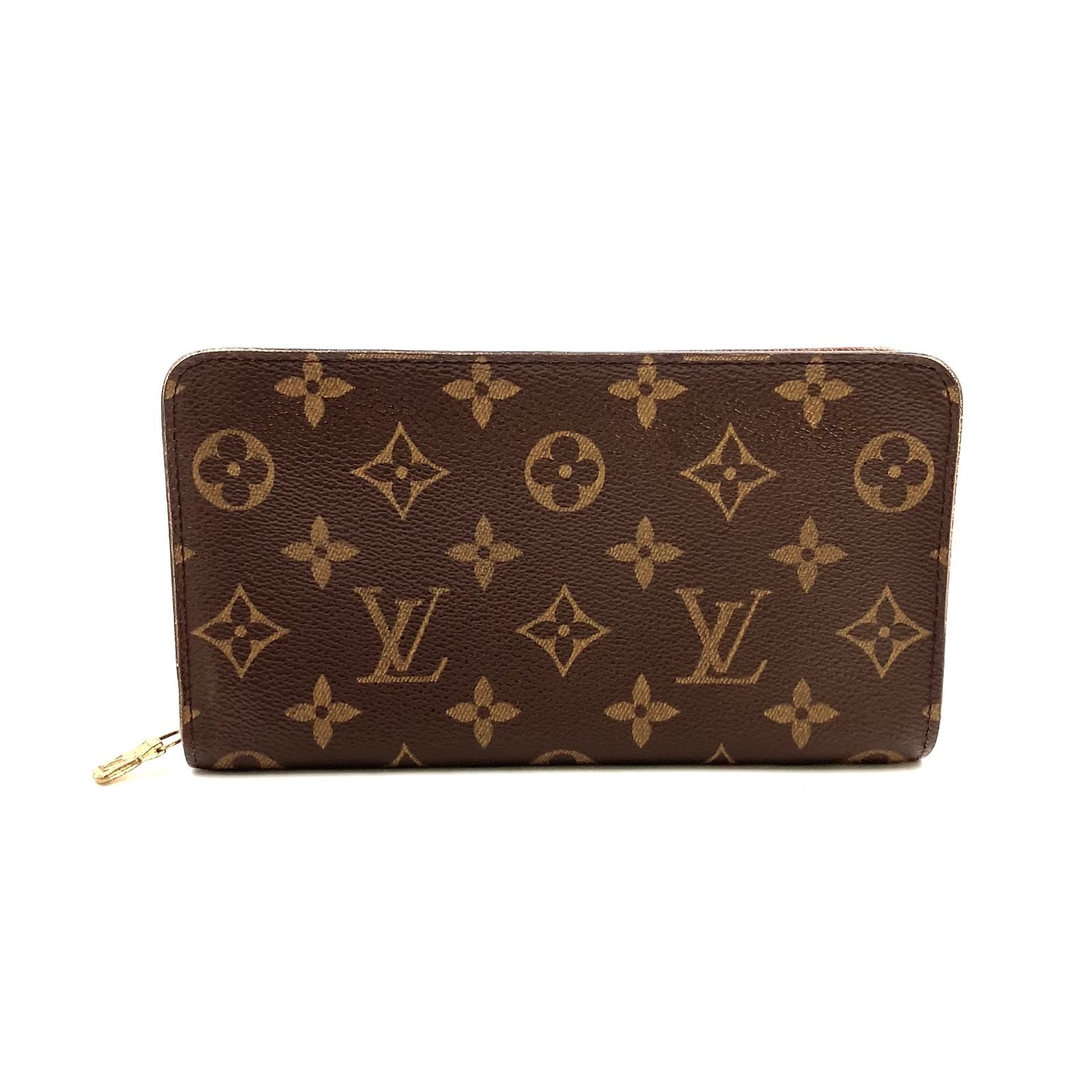 Louis Vuitton Porte-Monnaie Monogram Leather Brown Round Zippy Wallet Gold