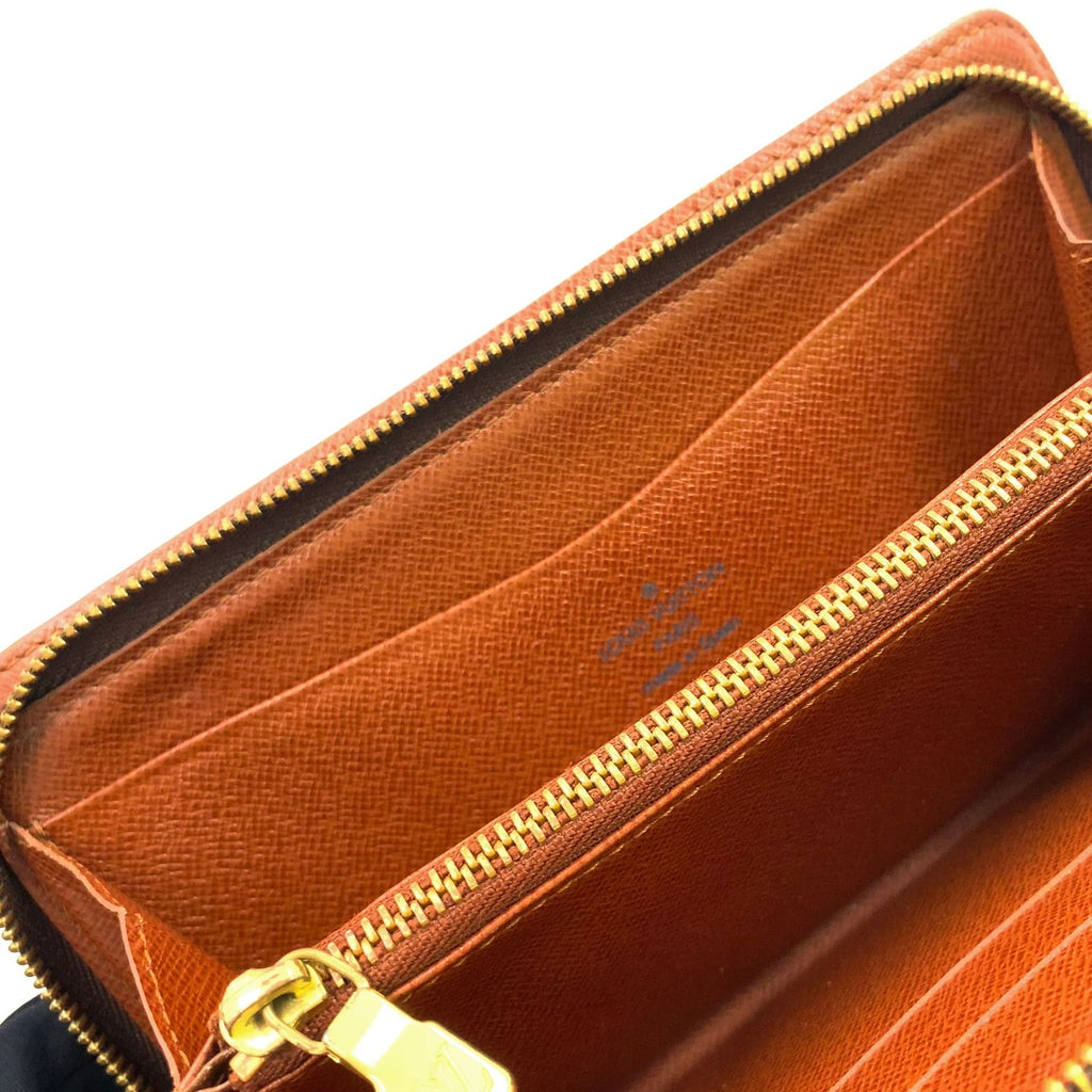 Louis Vuitton Porte-Monnaie Monogram Leather Brown Round Zippy Wallet Gold