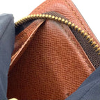 Louis Vuitton Porte-Monnaie Monogram Leather Brown Round Zippy Wallet Gold