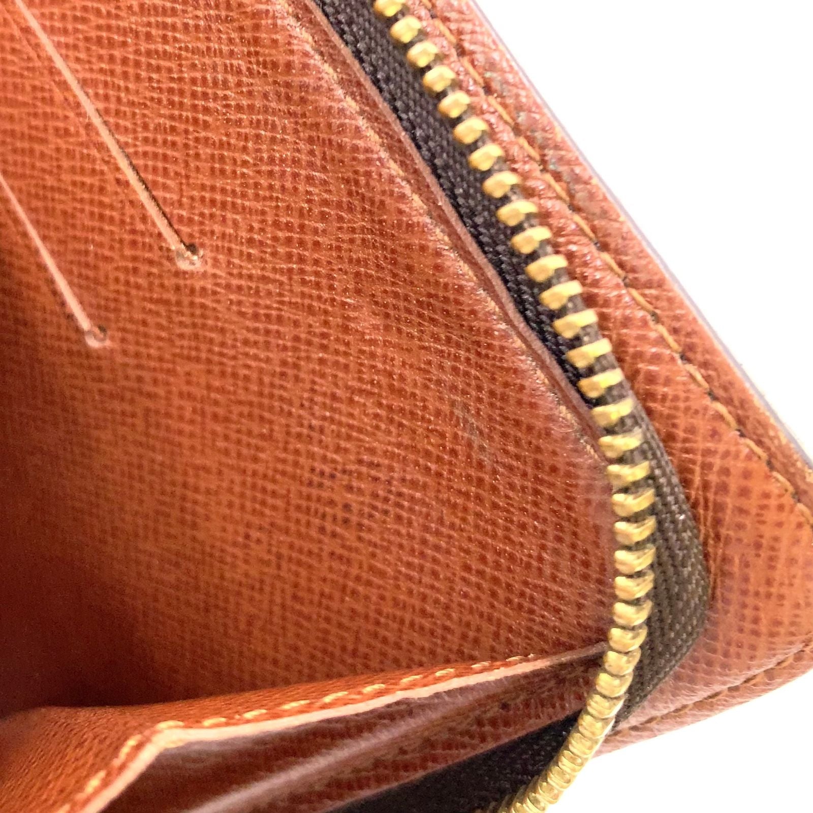 Louis Vuitton Porte-Monnaie Monogram Leather Brown Round Zippy Wallet Gold