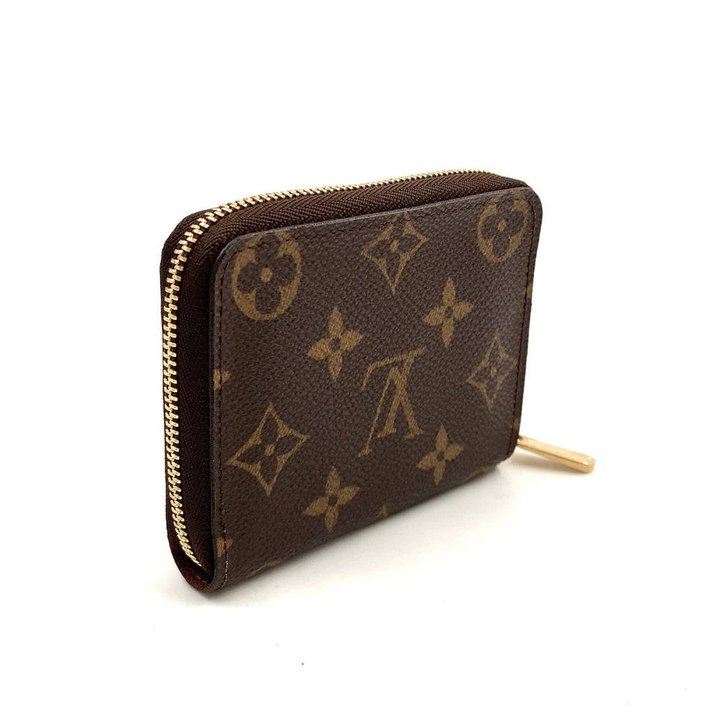 Louis Vuitton Zippy Coin Purse Monogram Leather Brown Case Gold