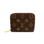 Louis Vuitton Zippy Coin Purse Monogram Leather Brown Case Gold
