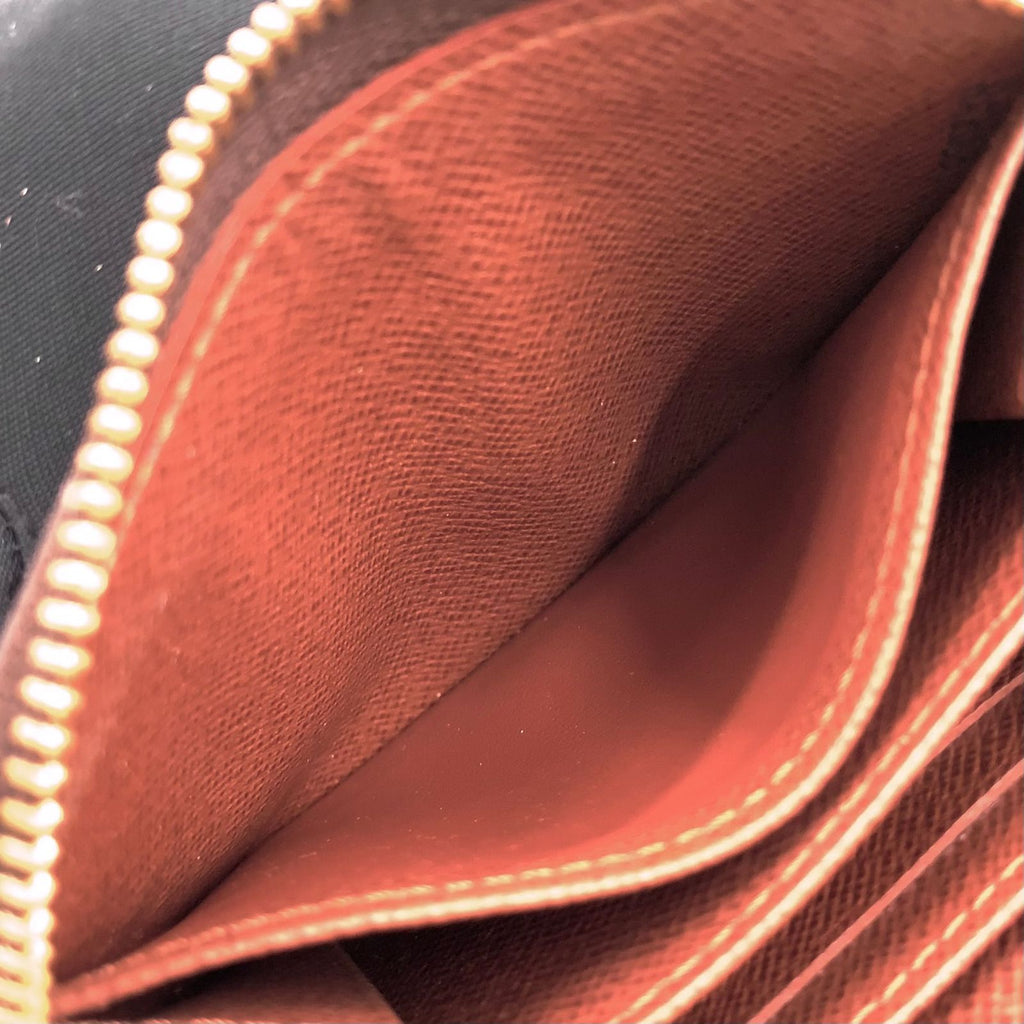 Louis Vuitton Zippy Coin Purse Monogram Leather Brown Case Gold