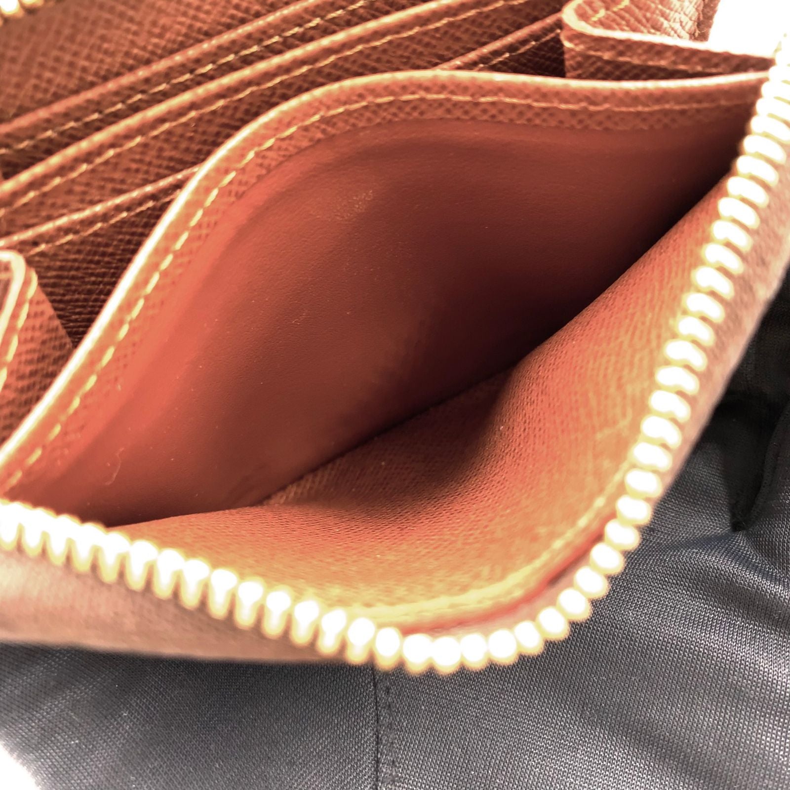 Louis Vuitton Zippy Coin Purse Monogram Leather Brown Case Gold