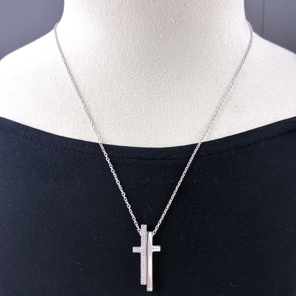 Gucci Diamond Separate Cross Necklace Pave