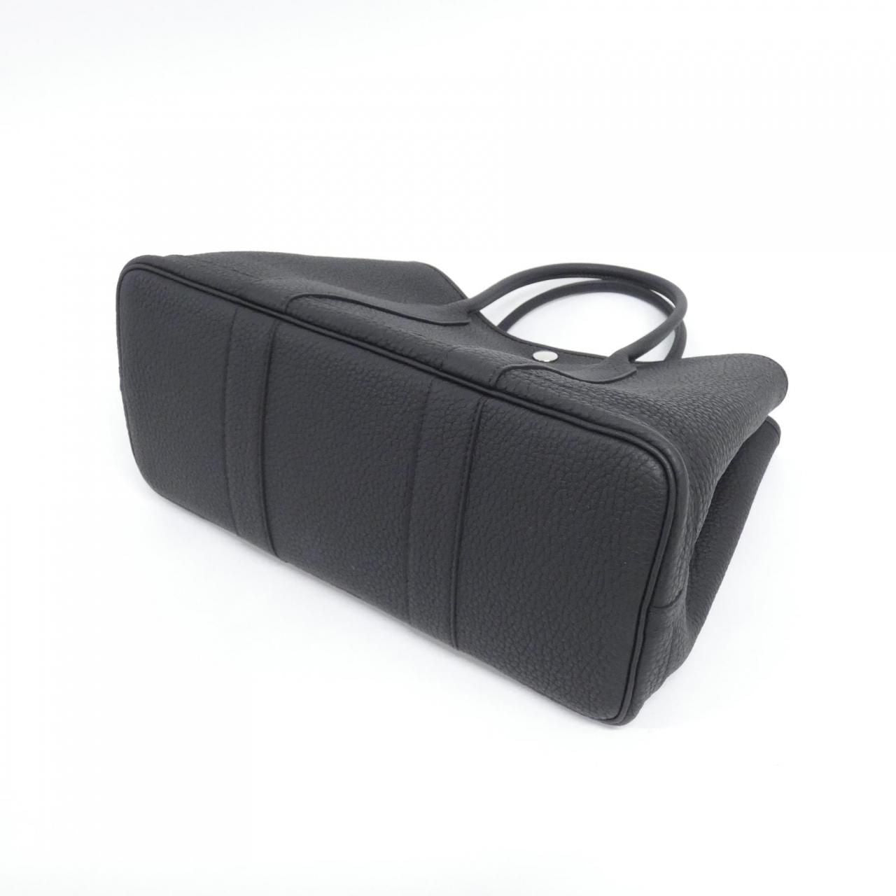Hermes Garden Party 30 Black Silver Tote Bag